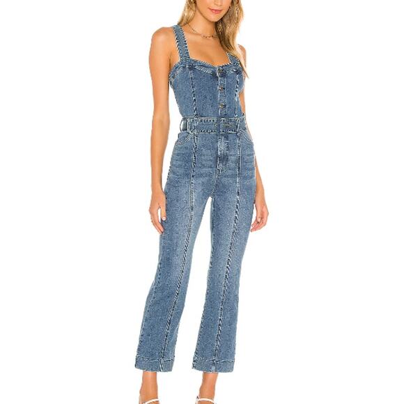 Show Me Your Mumu Acacia Denim Jumpsuit Freshwater Size Large - Picture 1 of 10